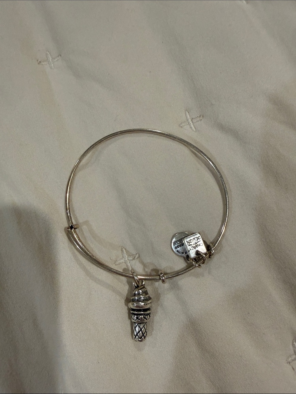 Alex and Ani Silver Ice Cream Cone Charm Bangle Bracelet